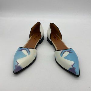 FSJ Blue Cute D'Orsay Pointed Toe Low Heel Shoes